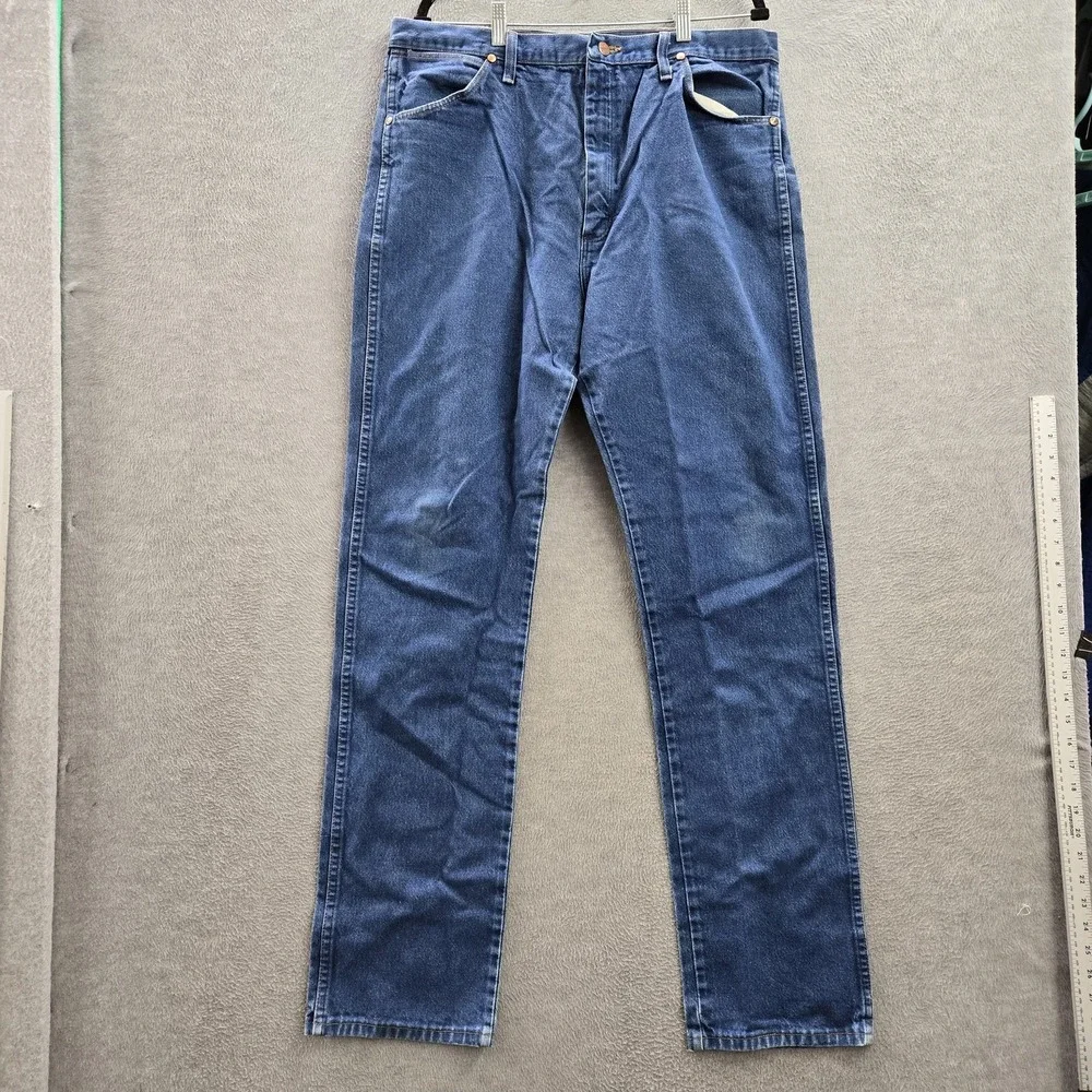 Wrangler Men Jeans 38X36 Blue Denim Cowboy Cut Classic Button‎ 34